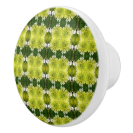 Chartreuse Green Abstract Hydrangea Blooms Patroon Keramische Knop