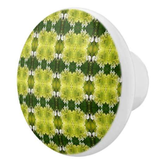 Chartreuse Green Abstract Hydrangea Blooms Patroon Keramische Knop (Rechts)
