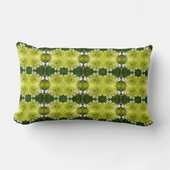 Chartreuse Green Abstract Hydrangea Blooms Patroon Kussen (Voorkant)