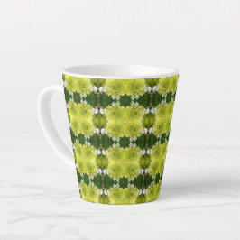 Chartreuse Green Abstract Hydrangea Blooms Patroon Latte Mok