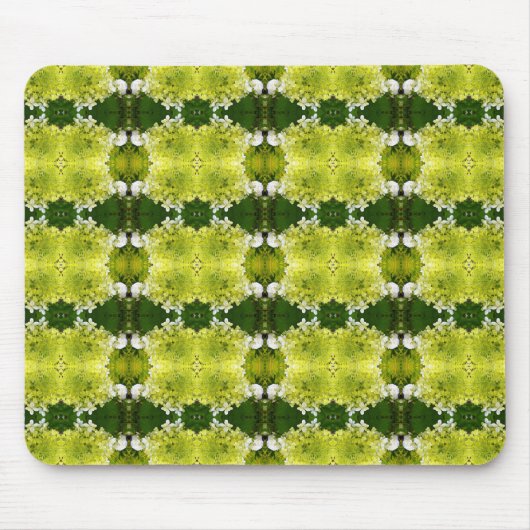 Chartreuse Green Abstract Hydrangea Blooms Patroon Muismat (Voorkant)