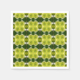 Chartreuse Green Abstract Hydrangea Blooms Patroon Servet