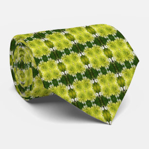 Chartreuse Green Abstract Hydrangea Blooms Patroon Stropdas