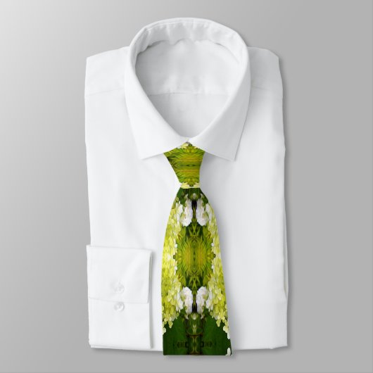 Chartreuse Green Abstract Hydrangea Blooms Patroon Stropdas (Gebonden)