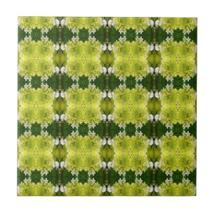 Chartreuse Green Abstract Hydrangea Blooms Patroon Tegeltje