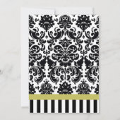 Chartreuse Green Black White Damask Uitnodiging (Achterkant)