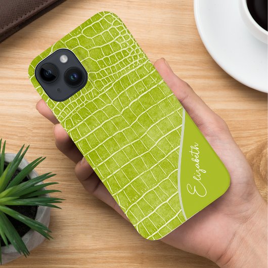 Chartreuse Green Crocodile Personalized Case-Mate iPhone Case