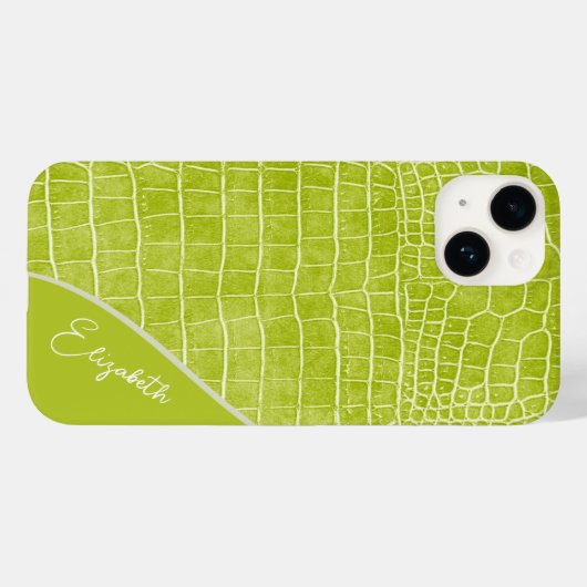 Chartreuse Green Crocodile Personalized Case-Mate iPhone Case (Achterkant (horizontaal))