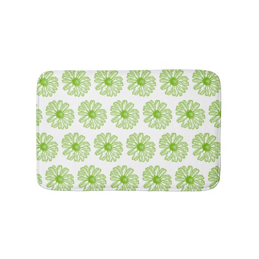 Chartreuse Green Daisy Print, Hippie Flower Print Badmat (Voorkant)