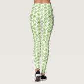 Chartreuse Green Daisy Print, Hippie Flower Print Leggings (Achterkant)