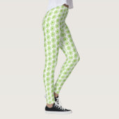 Chartreuse Green Daisy Print, Hippie Flower Print Leggings (Rechts)