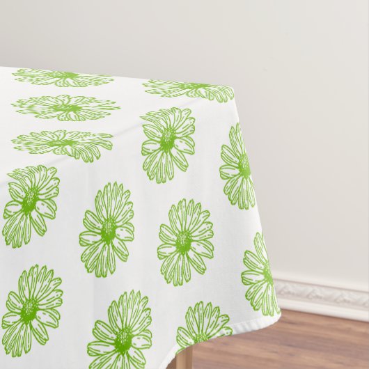 Chartreuse Green Daisy Print, Hippie Flower Print Tafelkleed (Voorbeeld)