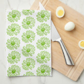 Chartreuse Green Daisy Print, Hippie Flower Print Theedoek (Quarter Fold)