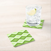 Chartreuse green diamond pattern kartonnen onderzetters (Insitu)