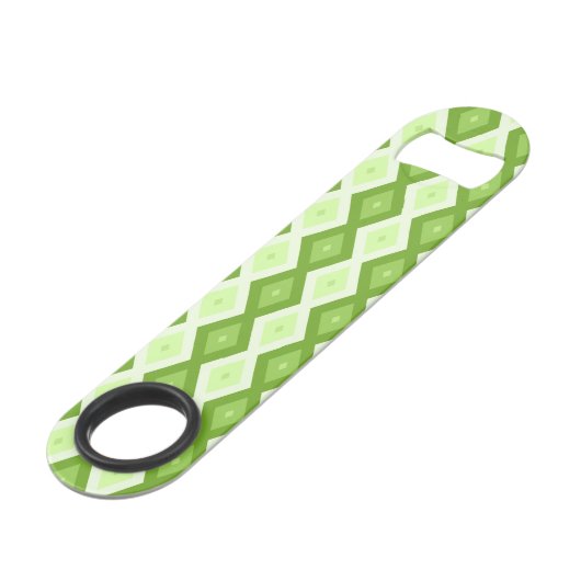 Chartreuse green diamond pattern speed flessenopener (Achterkant Gekanteld)