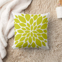 Chartreuse Green en White Floral Burst