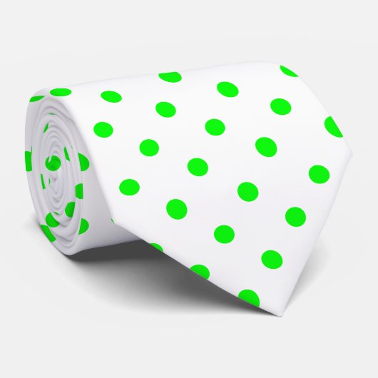 Chartreuse Green en White Polka Dot Necktie Stropdas (Opgerold)