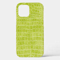 Chartreuse Green Faux Crocodile Leather