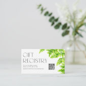 Chartreuse Green Fern Baby shower QR Code Registry Informatiekaartje (Staand voorkant)