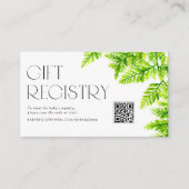 Chartreuse Green Fern Baby shower QR Code Registry Informatiekaartje (Voorkant)