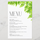 Chartreuse Green Fern Leaves Wedding Menu Kaart (Voorkant)