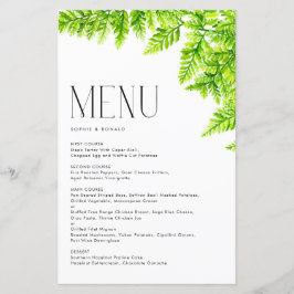 Chartreuse Green Fern Leaves Wedding Menu Kaart