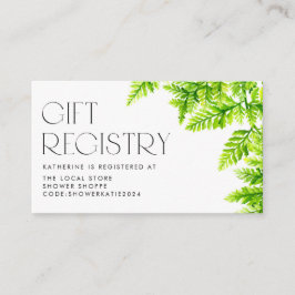 Chartreuse Green Fern verlaat Baby shower Informatiekaartje