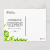 Chartreuse Green Fern verlaat bruiloft Briefkaart (Achterkant)