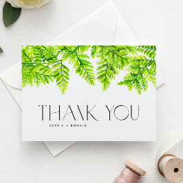 Chartreuse Green Fern verlaat bruiloft Garland Bedankkaart