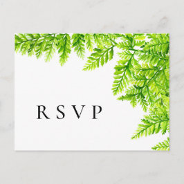 Chartreuse Green Fern verlaat bruiloft RSVP Briefkaart