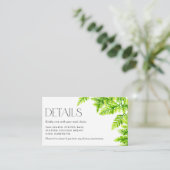 Chartreuse Green Fern verlaat RSVP Details Informatiekaartje (Staand voorkant)
