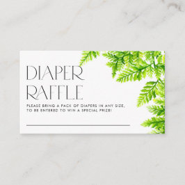 Chartreuse Green Ferns Baby shower Luier Raffle Informatiekaartje