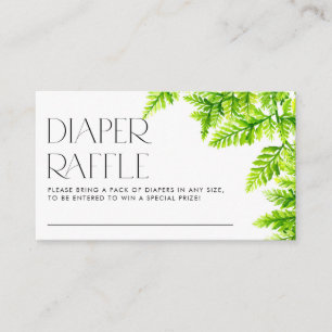 Chartreuse Green Ferns Baby shower Luier Raffle Informatiekaartje