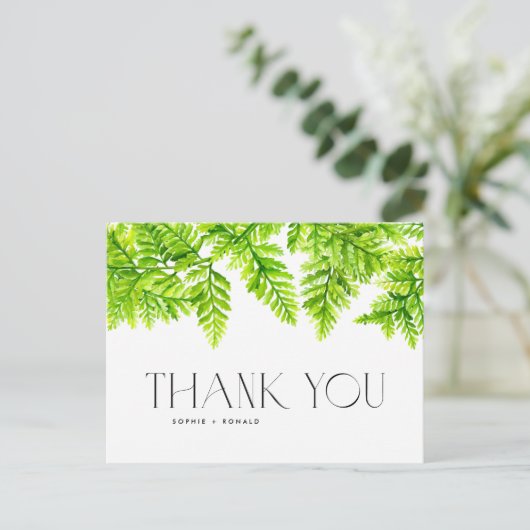 Chartreuse Green Ferns bruiloft Bedankt Briefkaart (Staand voorkant)