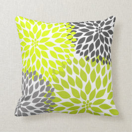 Chartreuse Green Grey Dahlia mod decor soflow Kussen