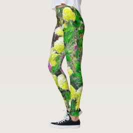 Chartreuse Green Limelight Hydrangea Garden Leggings