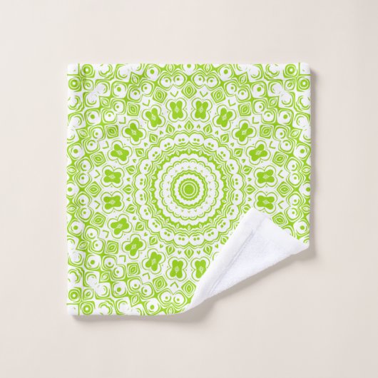 Chartreuse Green Mandala Pattern Bad Handdoek (Wasdoekje)