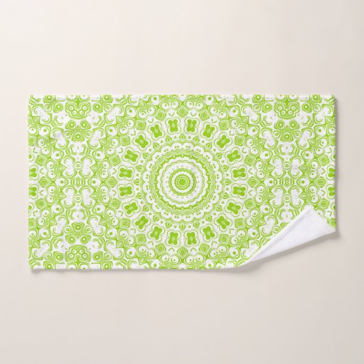 Chartreuse Green Mandala Pattern Bad Handdoek (Handdoek)