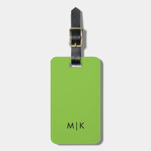 Chartreuse Green | Modern monogram Bagagelabel (Voorkant verticaal)