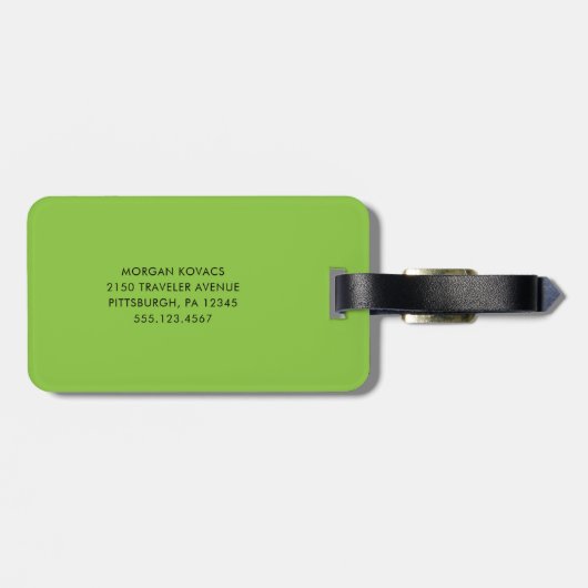 Chartreuse Green | Modern monogram Bagagelabel (Achterkant horizontaal)