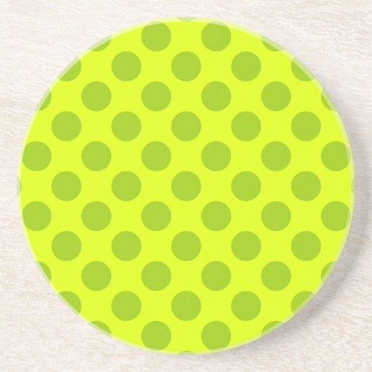 Chartreuse Green Polka Dots Zandsteen Onderzetter (Voorkant)
