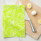 Chartreuse Green Seashell Kitchen Towel Theedoek (Quarter Fold)