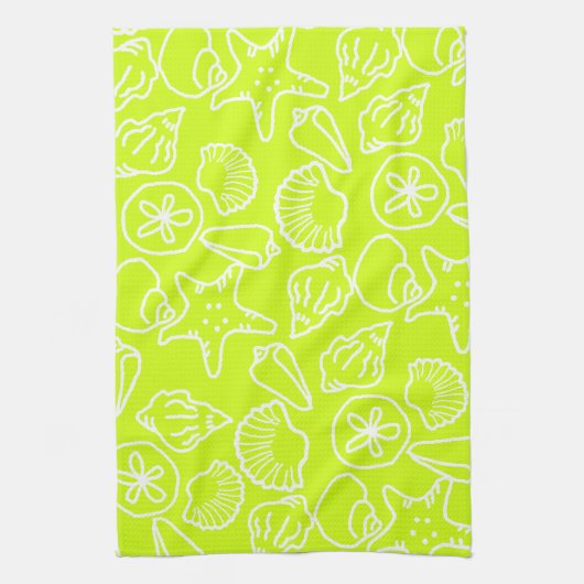 Chartreuse Green Seashell Kitchen Towel Theedoek (Verticaal)