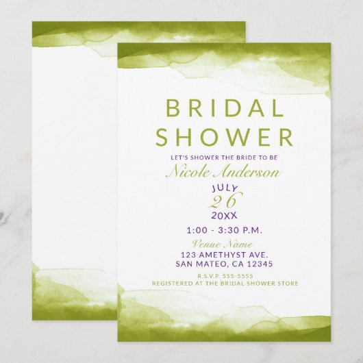 Chartreuse Green Waterverf Chic Vrijgezellenfeest Kaart (Voorkant / Achterkant)