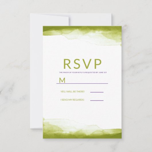 Chartreuse Green Waterverf Modern Wedding RSVP (Voorkant)