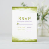 Chartreuse Green Waterverf Modern Wedding RSVP Kaartje (Staand voorkant)