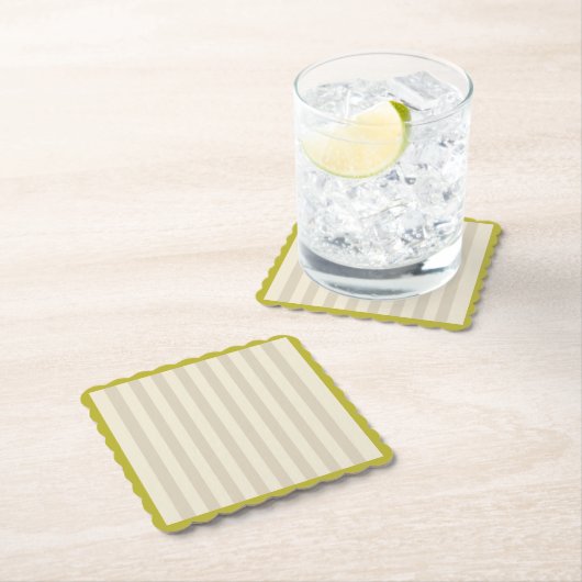 Chartreuse grens met neutrale tan strepen kartonnen onderzetters (Insitu)