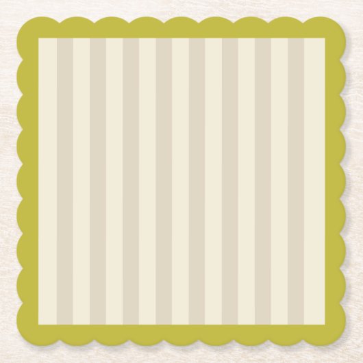 Chartreuse grens met neutrale tan strepen kartonnen onderzetters (Voorkant)