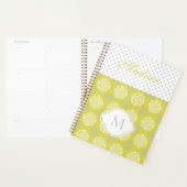 Chartreuse Grijze Stippen Trendy Monogram Planner (Display)