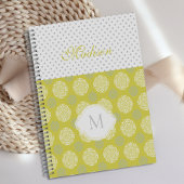 Chartreuse Grijze Stippen Trendy Monogram Planner